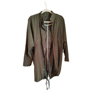 Brandy Melville Full Zip Terylene Jacket Women's Sz L Olive Green Zip Pockets